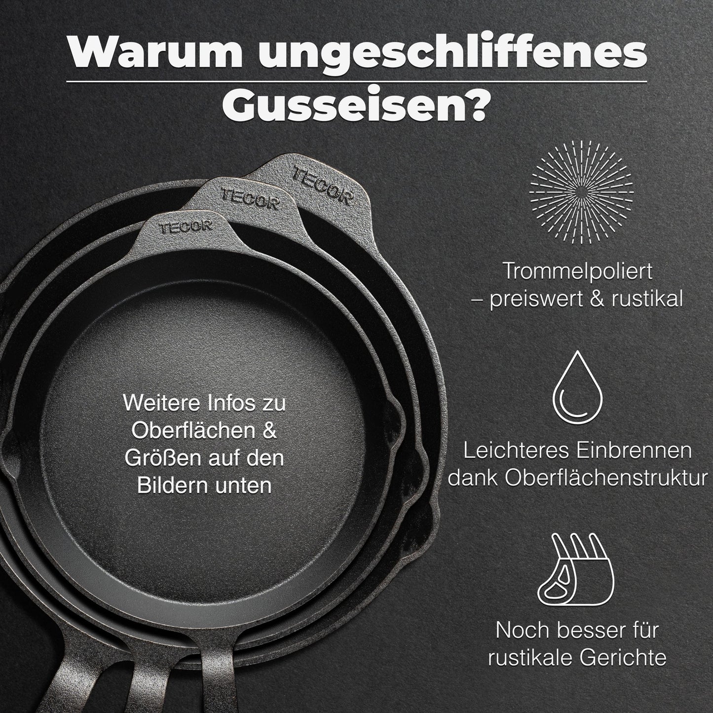 Cast Iron Pan, Induction - Unpolished