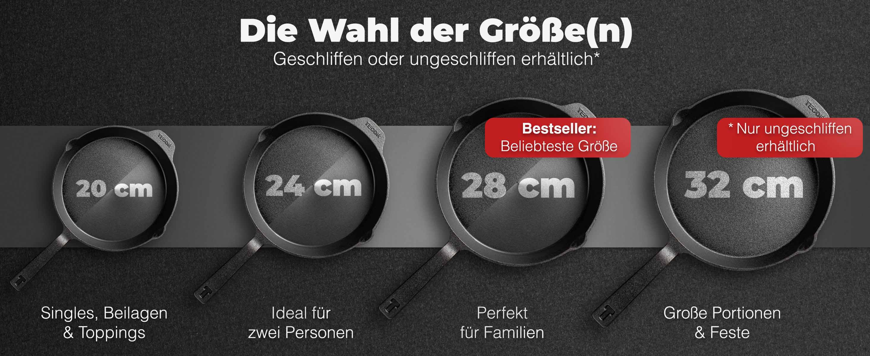 Tecor Gusseisenpfannen in verschiedenen Größen – geschliffen und ungeschliffen erhältlich-Desktop