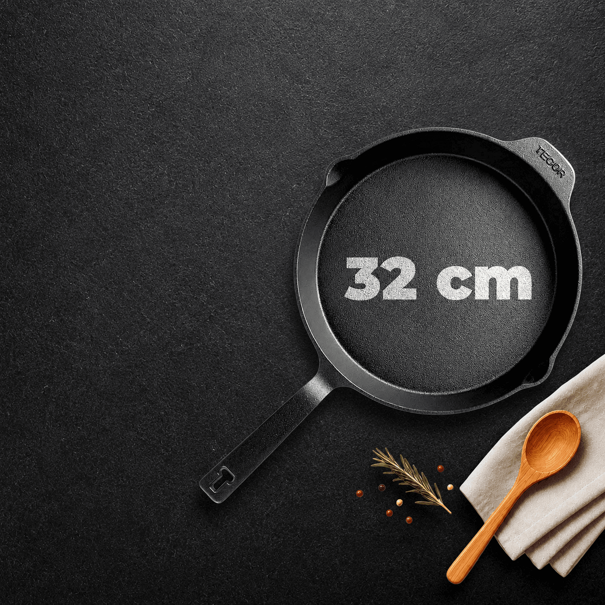 32 cm Gusseisenpfanne für Familie, Gäste und große Portionen