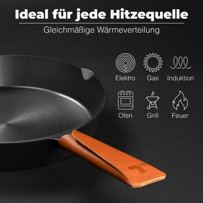 Geschliffene Gusseisenpfanne für Elektro, Gas, Induktion, Ofen, Grill und Feuer