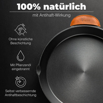 Geschliffene Gusseisenpfanne mit natürlicher Antihaftwirkung ohne künstliche Beschichtung