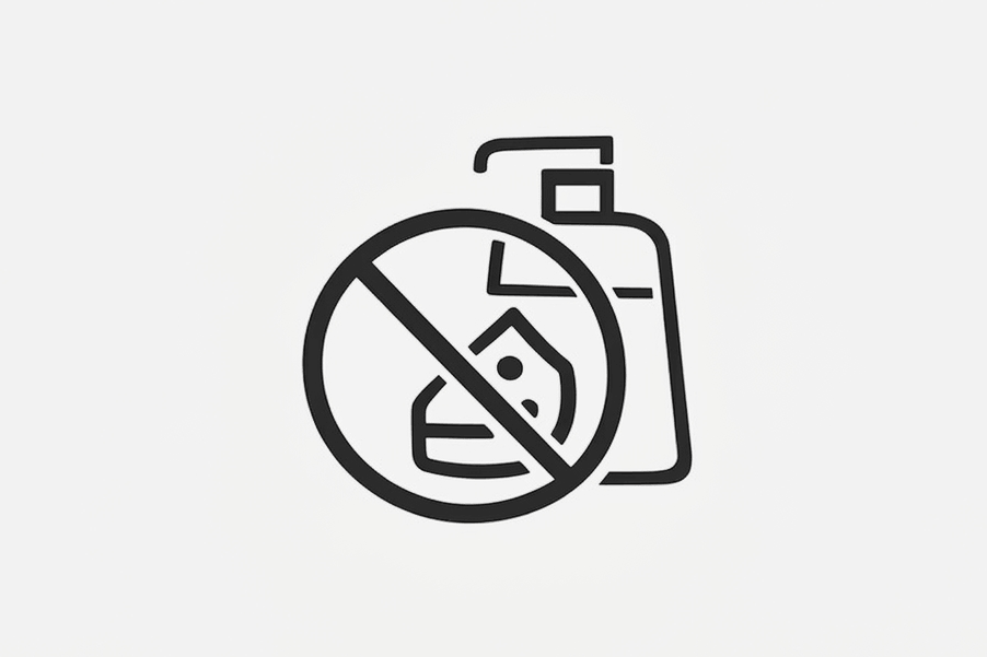 Symbol für das Vermeiden von Spülmittel bei einer Gusseisenpfanne