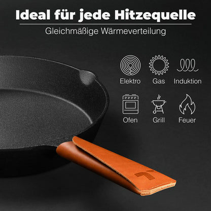 Gusseisenpfanne ungeschliffen für Elektro, Gas, Induktion, Ofen, Grill und Feuer